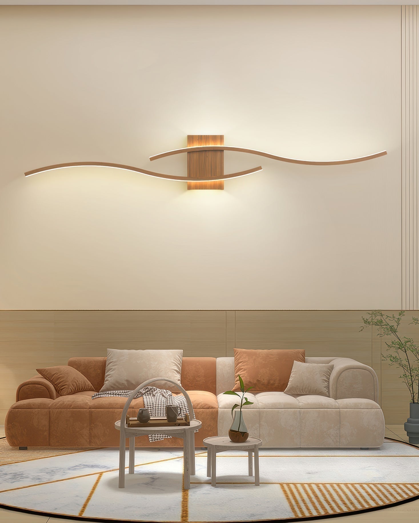 Nástěnné LED světlo Lyra s dřevěnou texturou v minimalistickém stylu pro moderní interiéry Ekologické osvětlení