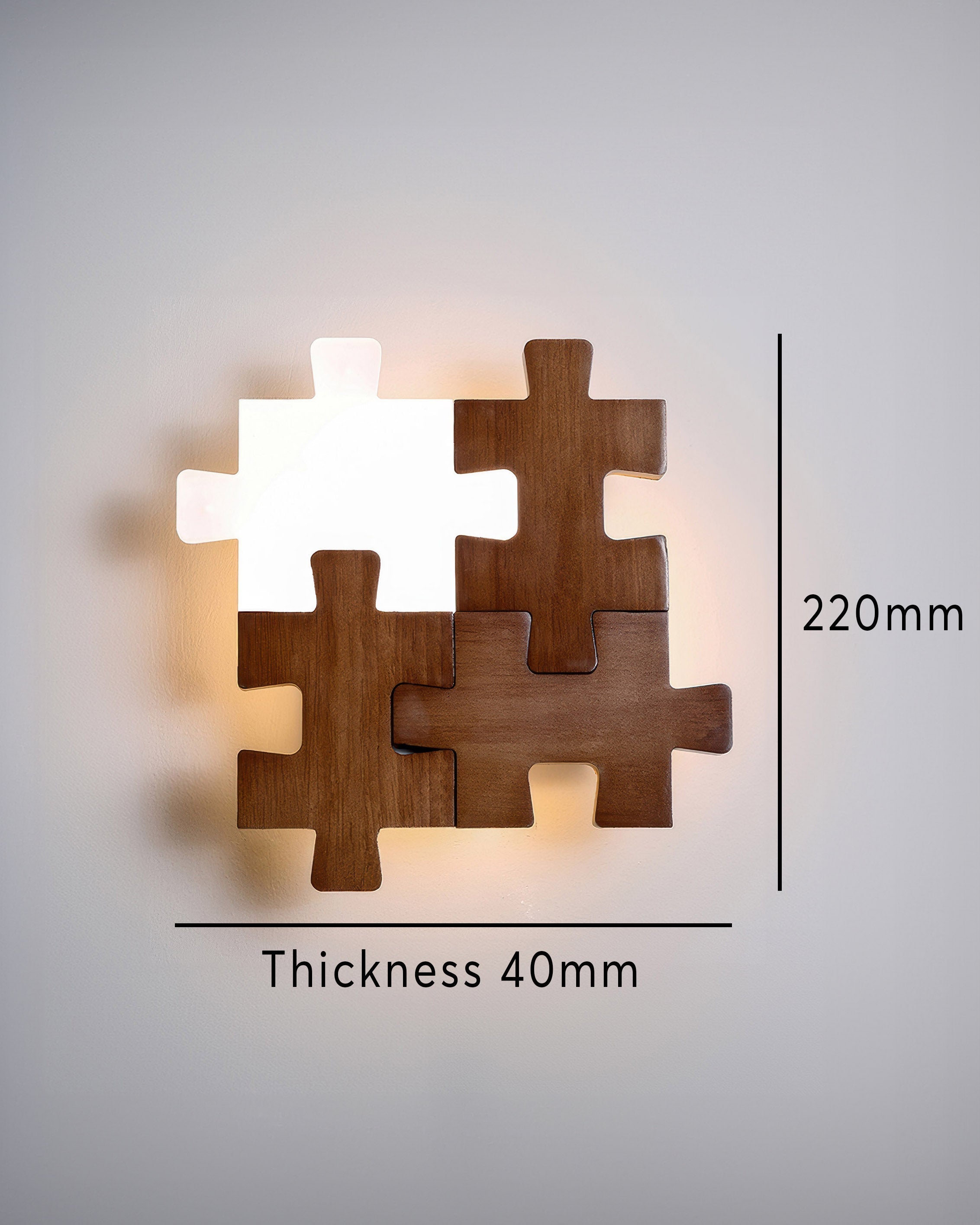 SylvaOak dřevěná puzzle LED nástěnná lampa v severském minimalistickém designu pro moderní interiéry
