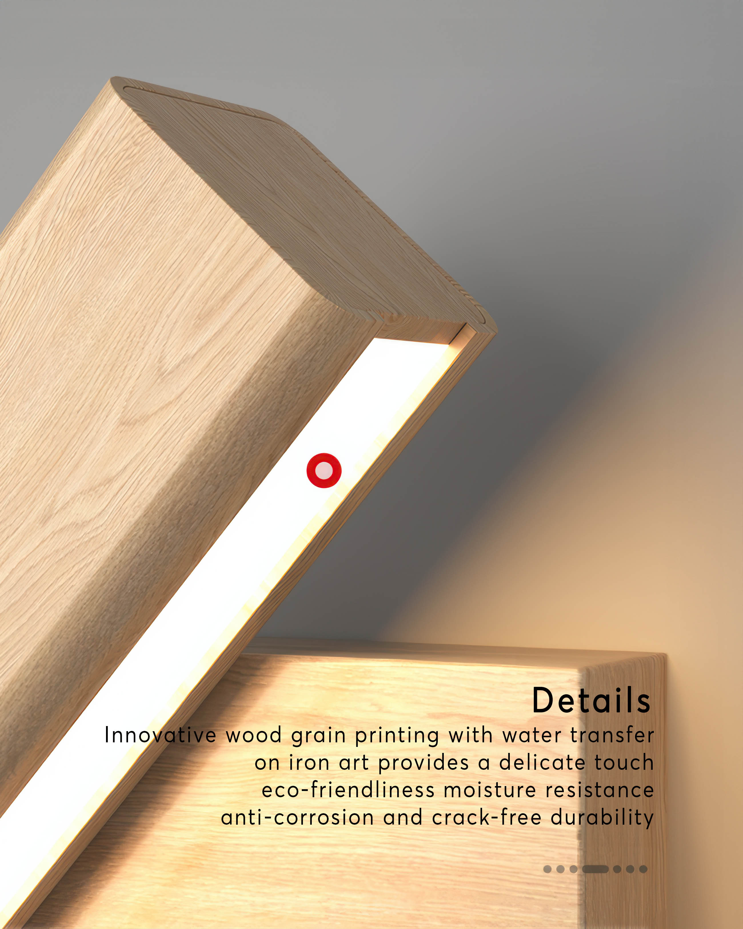 Lámpara de pared Eldara con textura de madera nórdica y brazo ajustable giratorio Estilo escandinavo