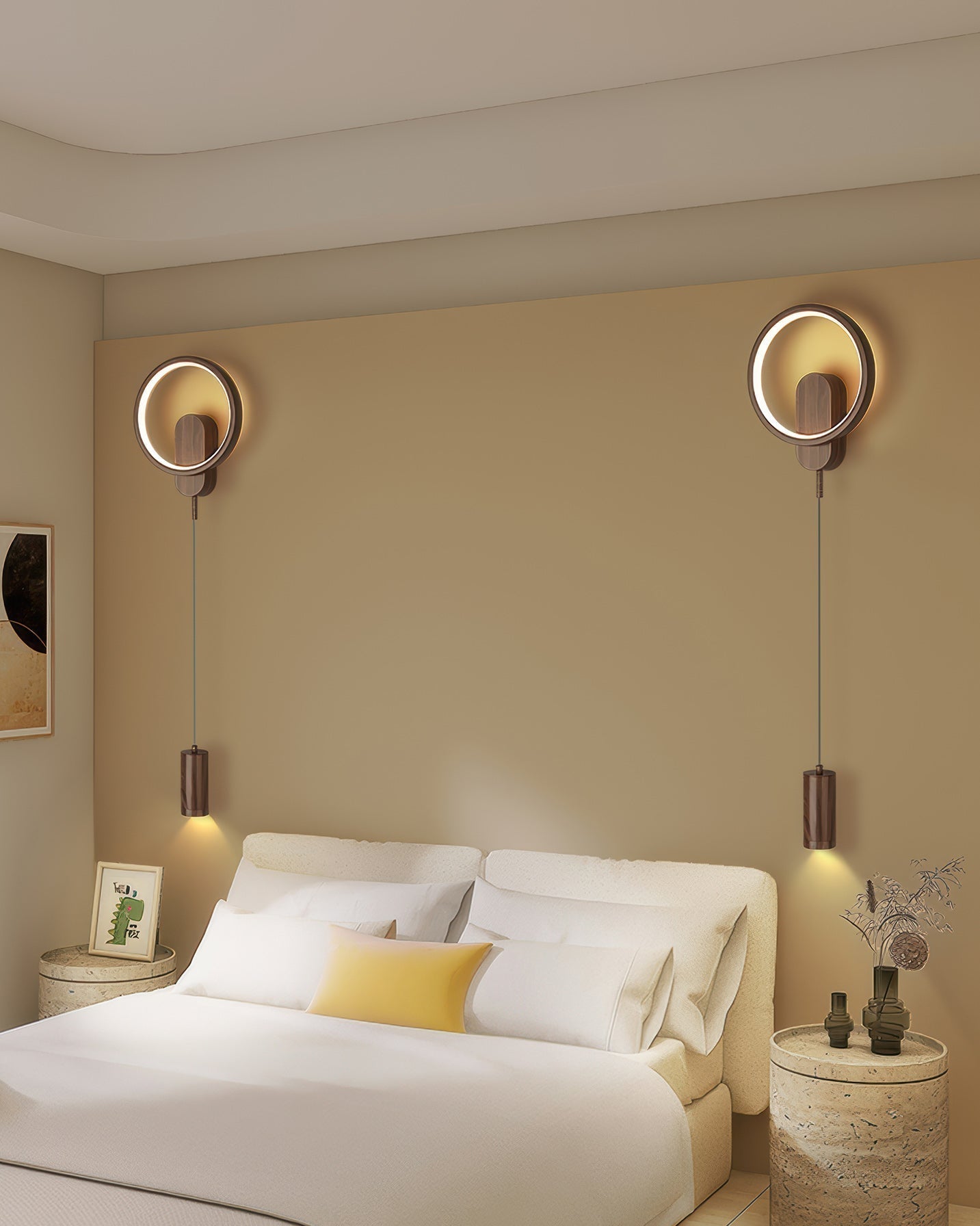 Lámpara de Pared Nórdica Kairoa con Vetado de Madera e Influencia Japonesa para Ambiente Acogedor