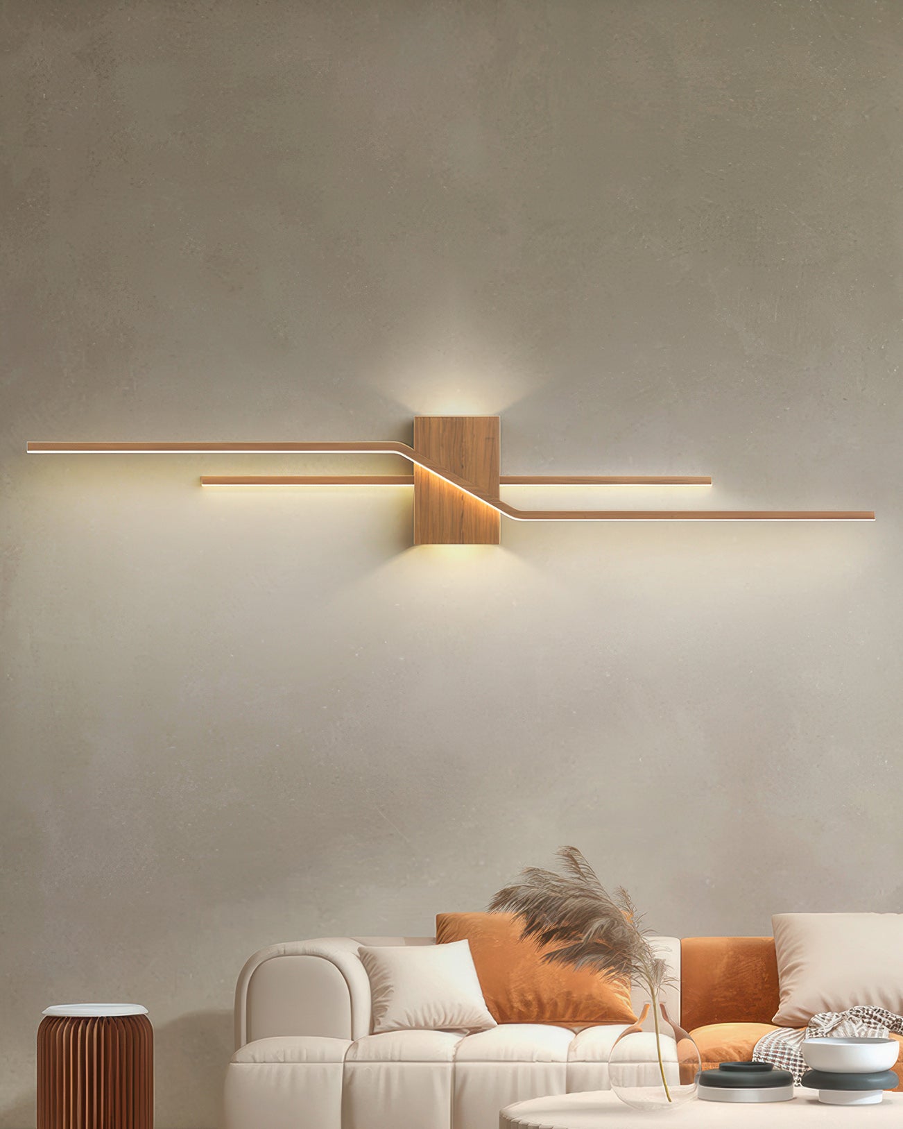 Nástěnné LED světlo Lyra s dřevěnou texturou v minimalistickém stylu pro moderní interiéry Ekologické osvětlení