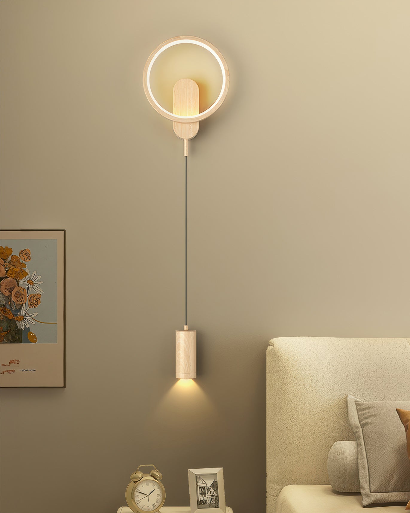 Lámpara de Pared Nórdica Kairoa con Vetado de Madera e Influencia Japonesa para Ambiente Acogedor