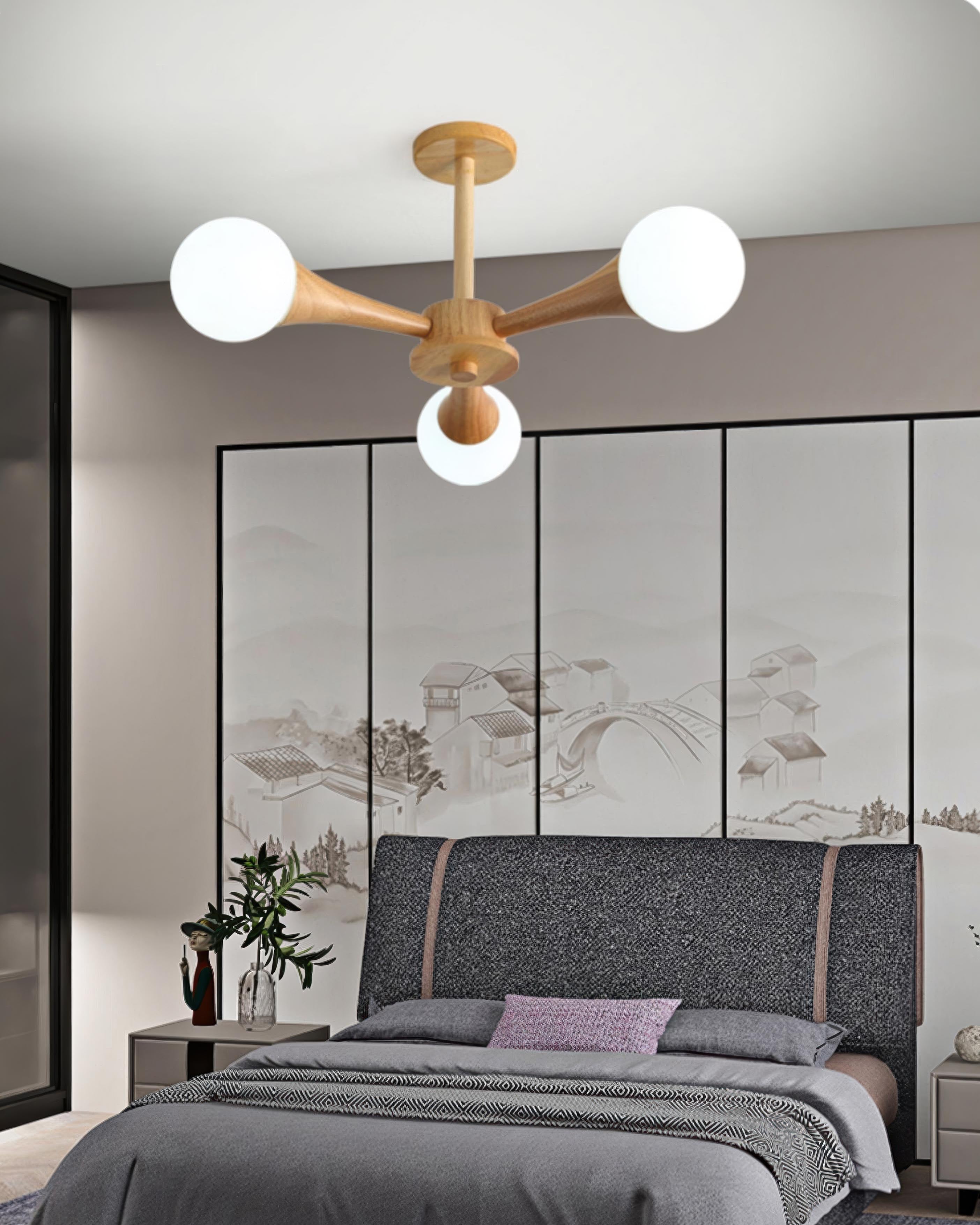 Závěsná lampa Nordic Walnut Finish od LumaHaven s nastavitelným teplým světlem