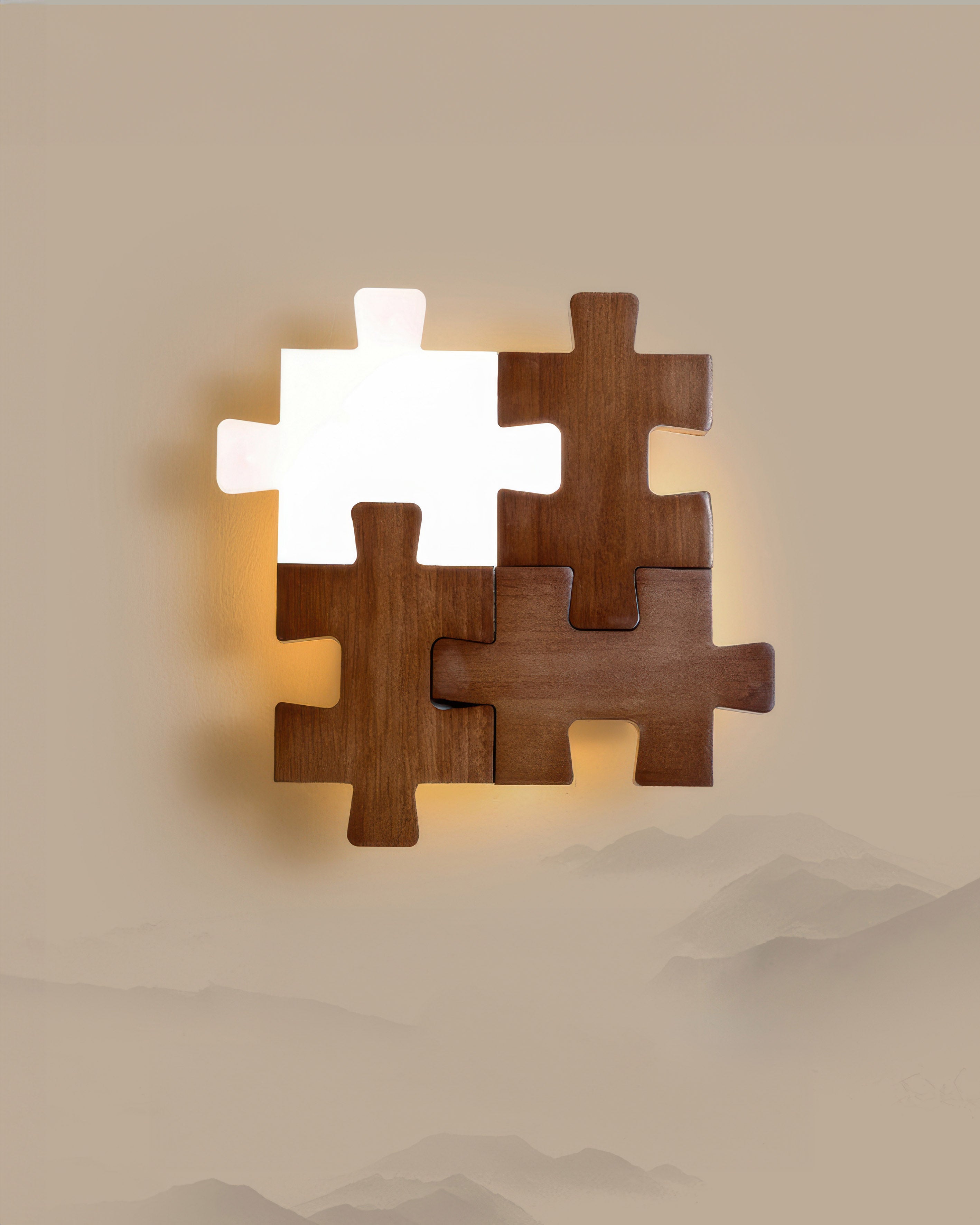 SylvaOak Wood Puzzle LED Wall Sconce In Nordic Minimalist Design For Modern Interiors