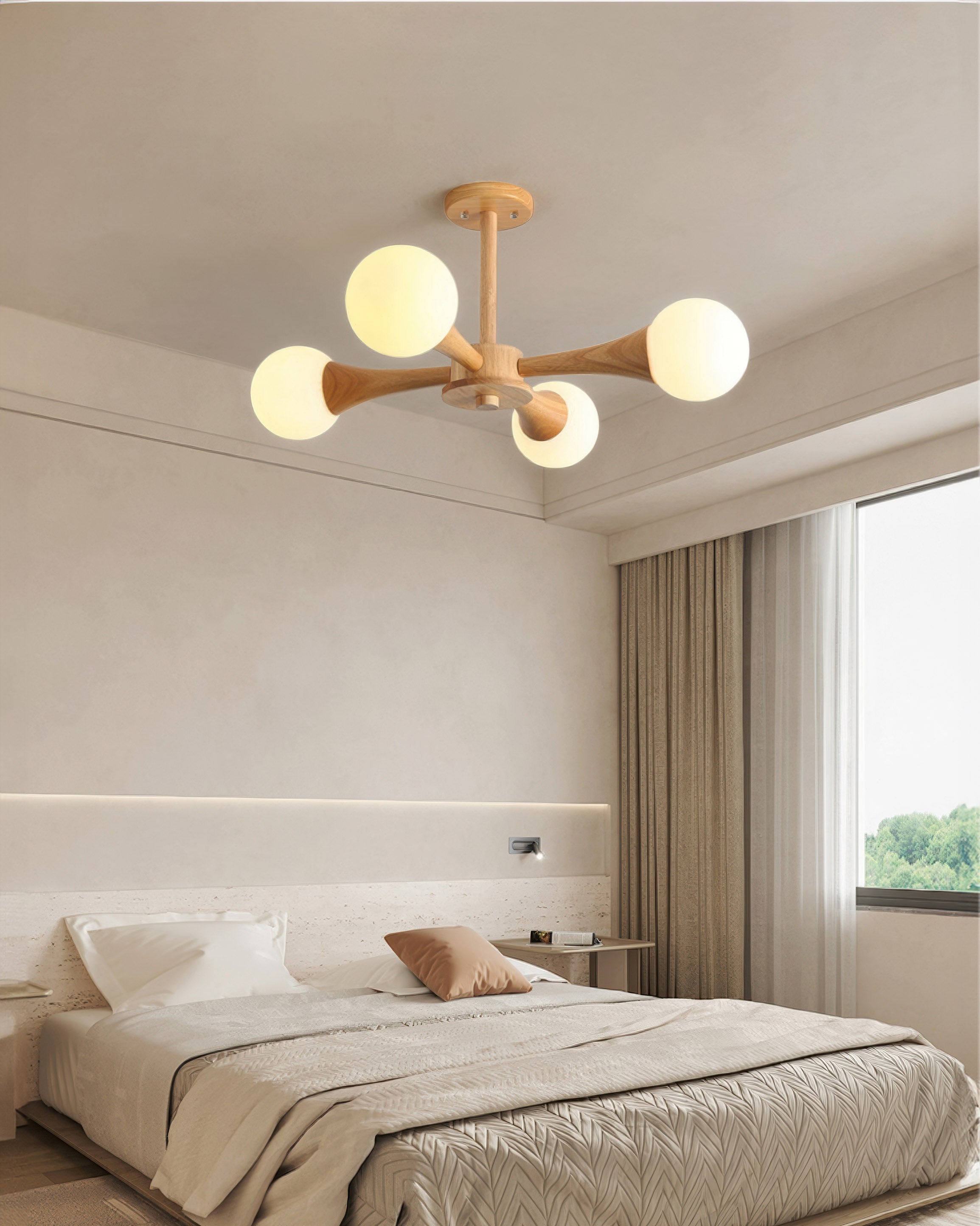 Závěsná lampa Nordic Walnut Finish od LumaHaven s nastavitelným teplým světlem
