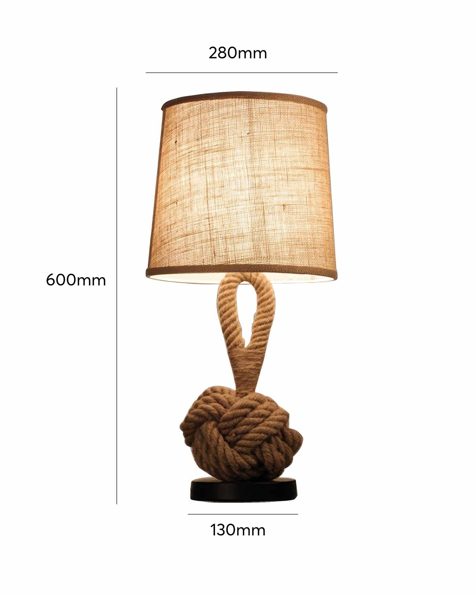 Hemp Rope Table Lamp With Linen Shade And E27 Socket By Lumenara