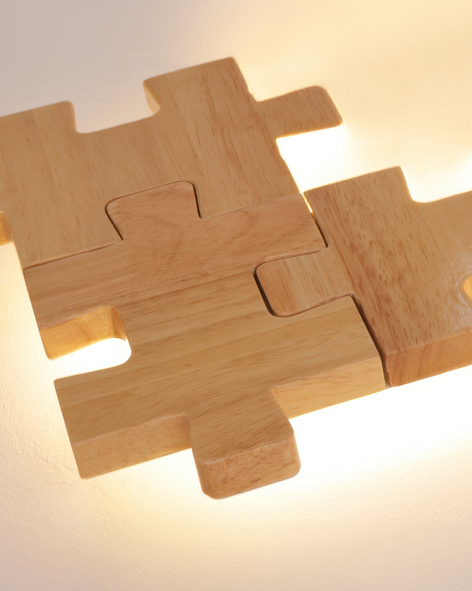 SylvaOak dřevěná puzzle LED nástěnná lampa v severském minimalistickém designu pro moderní interiéry
