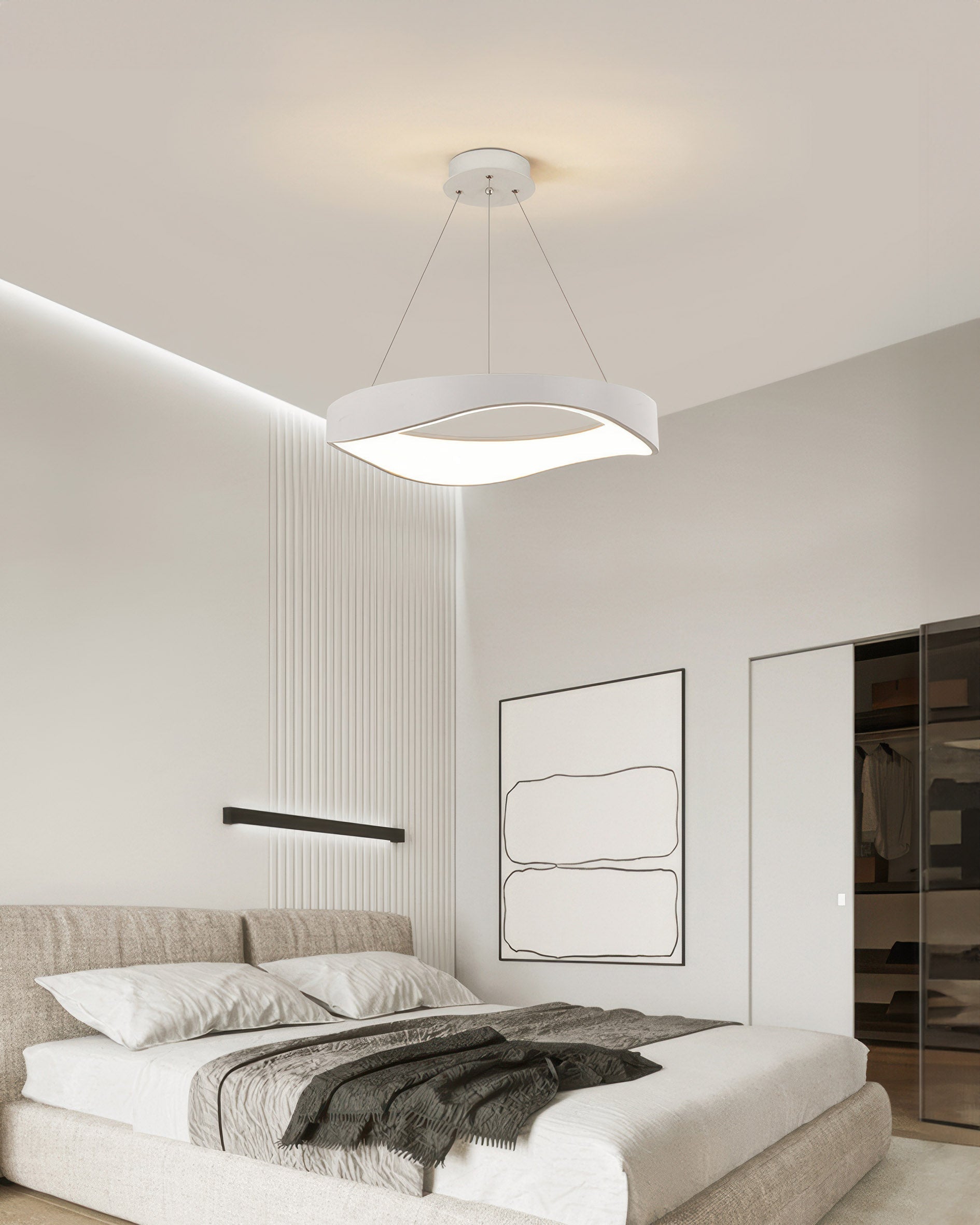 Lámpara colgante LED AstraHalo en forma de anillo para interiores modernos, luminaria circular de techo