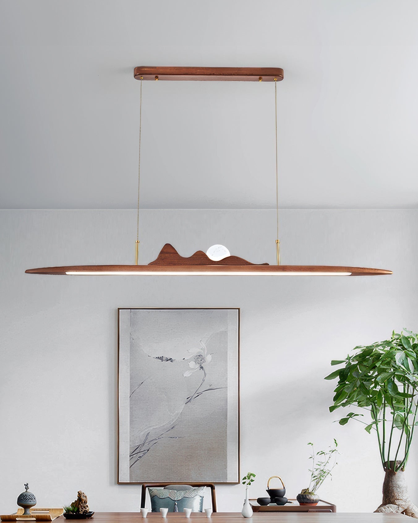 Závěsná lampa NovaLine z dřevěných pruhů ve stylu Wabi Sabi pro moderní domovy