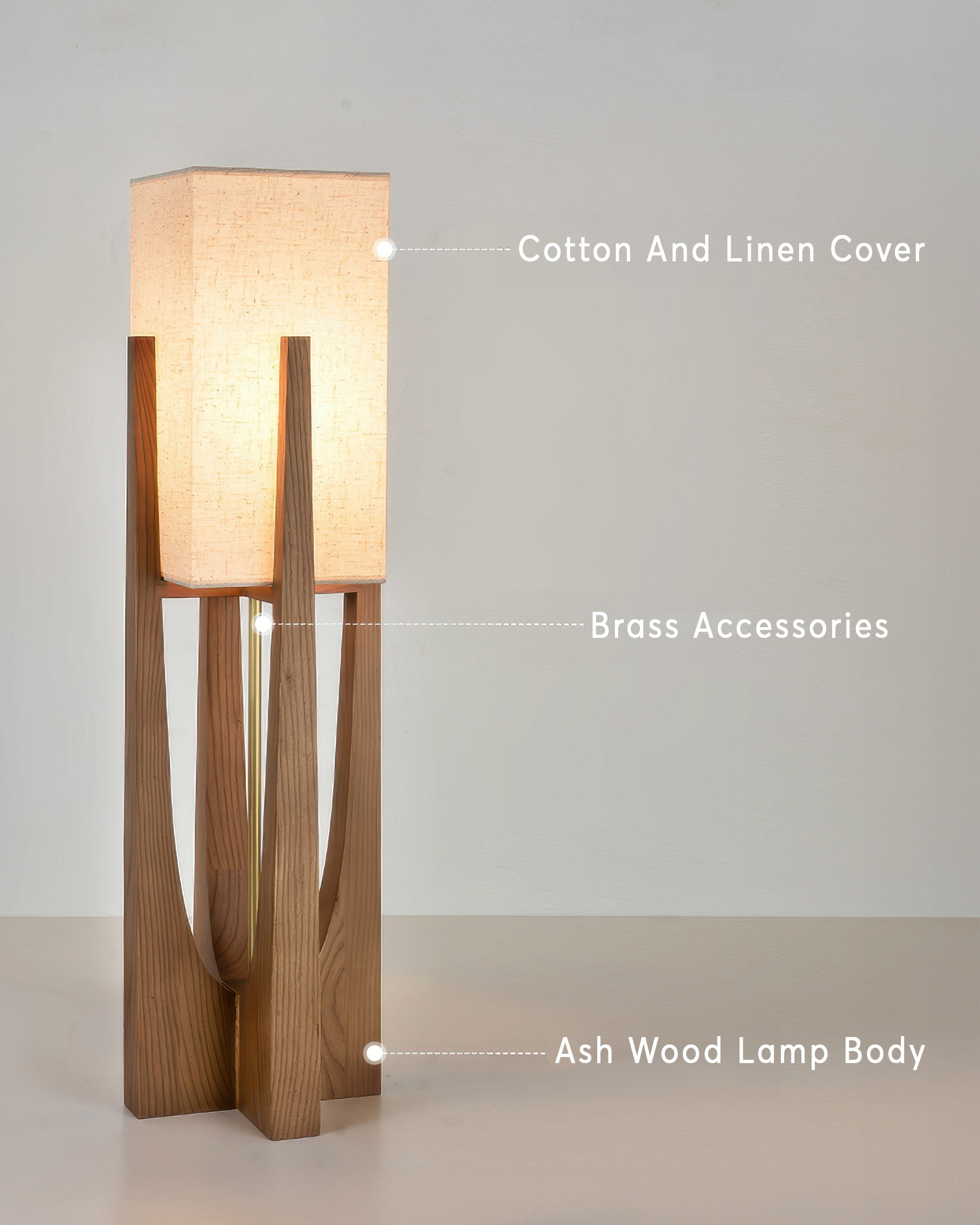 Stolní lampa Kairo Seto z ořechového dřeva v minimalistickém stylu s mosaznými akcenty a japonským designem