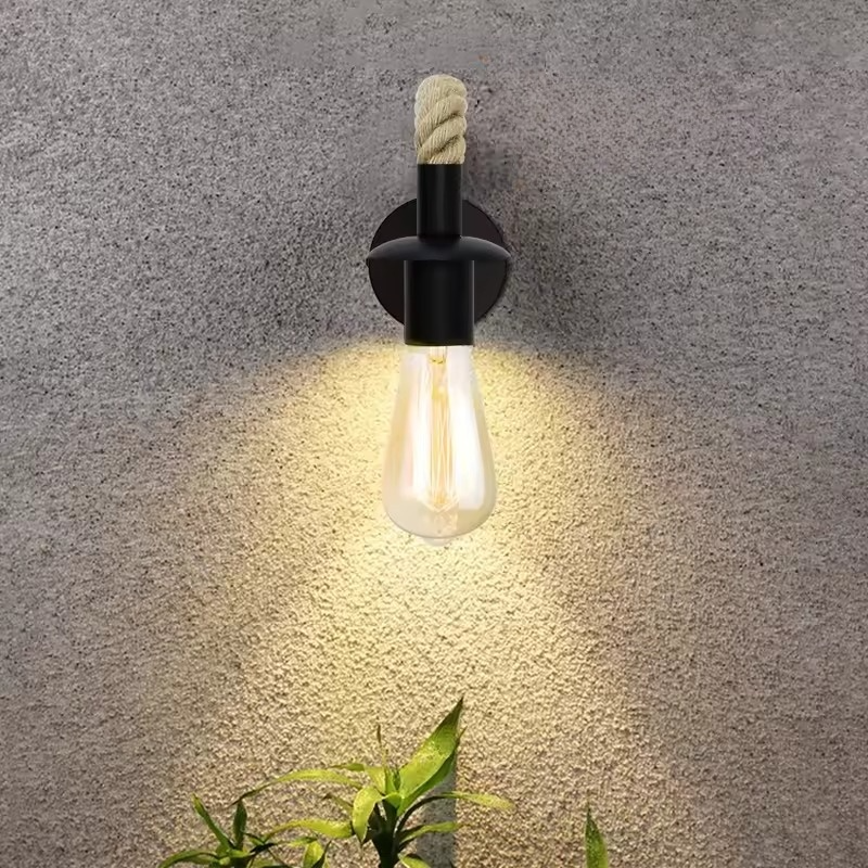 Mirello | ヘンプロープ アイアン壁掛けランプ