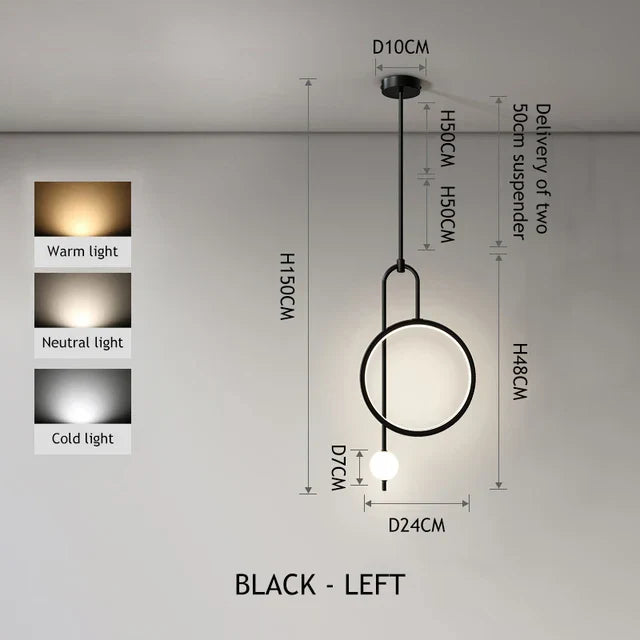 LumaHalo Elegante Lampada a Sospensione Anello Oro per Illuminazione Ambientale Interna