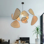 Aelora Leaf Grid Rattan Chandelier Handcrafted From Rattan And Iron