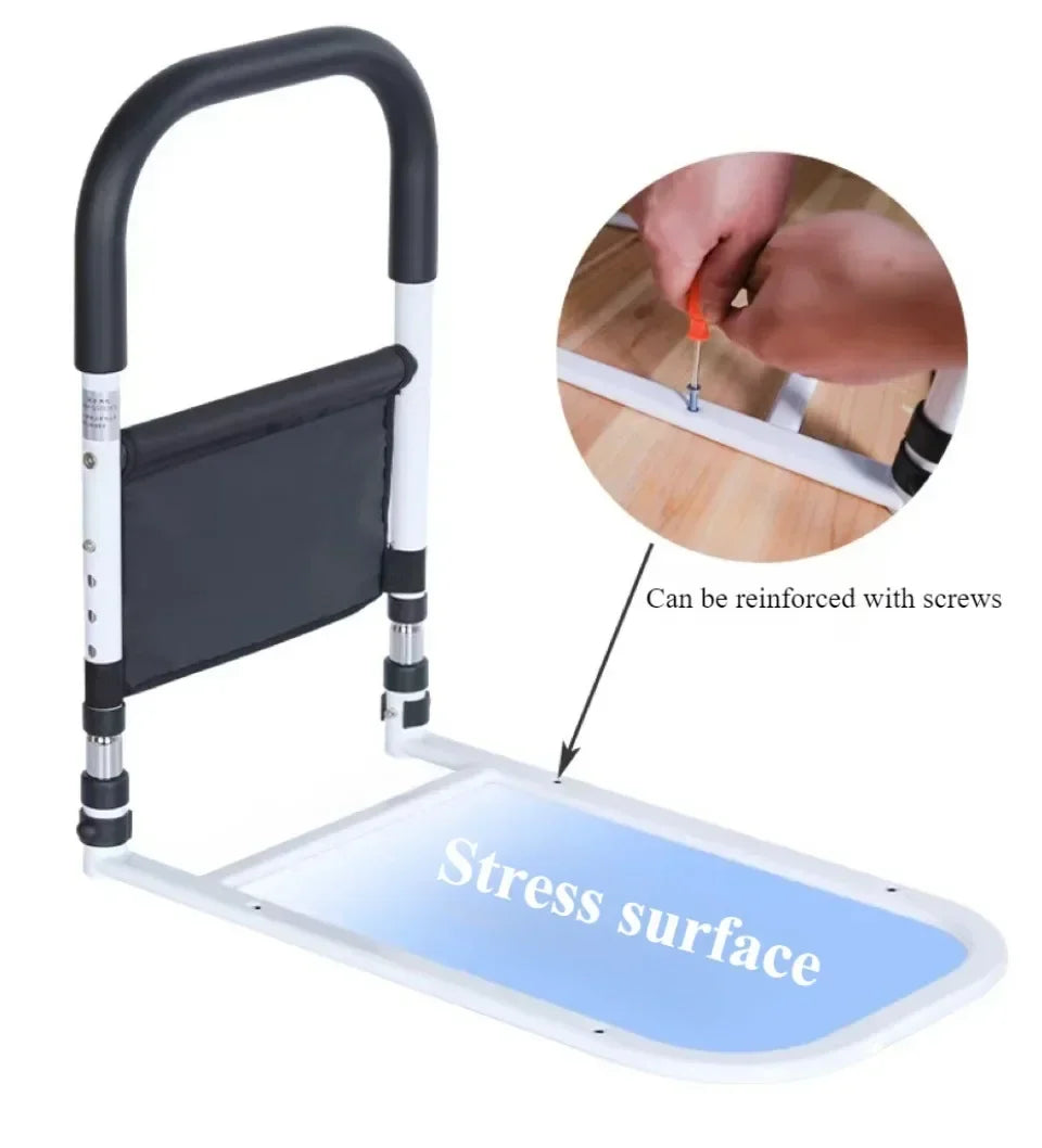 Barrière de lit réglable avec main courante latérale pour une mobilité sécurisée des personnes âgées