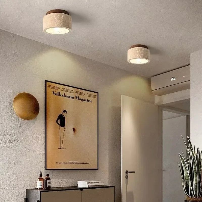 Lámpara de techo TerraStep de travertino para pasillos y escaleras, luminaria elegante para corredores