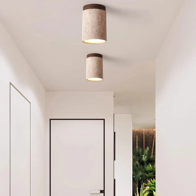 Lámpara de techo TerraStep de travertino para pasillos y escaleras, luminaria elegante para corredores