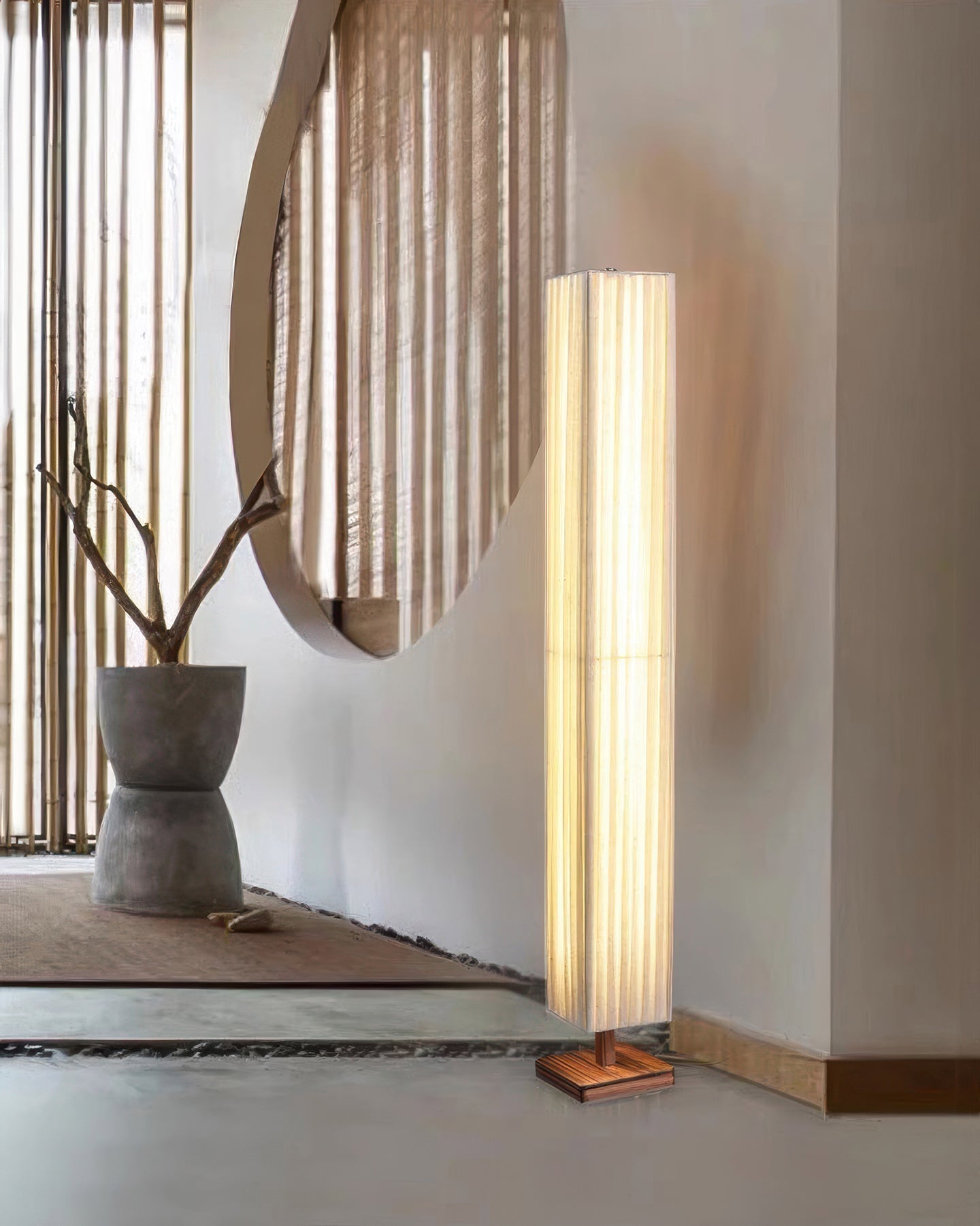 Lámpara de pie Nirela Wabi-Sabi para sala de estar y rincón de lectura, acento elegante para el hogar