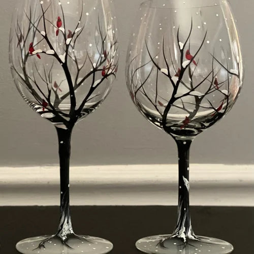 Hand-Painted Four Seasons Wine Glass for Elegant Moments
