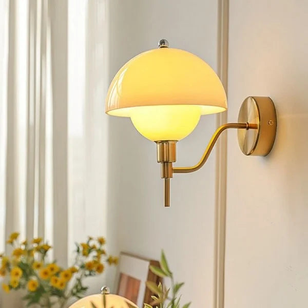 Lampada da parete per corridoio Aurelia Cream Mushroom con luce calda da illuminazione ambientale elegante