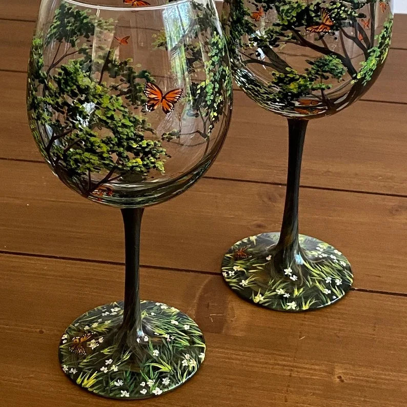 Hand-Painted Four Seasons Wine Glass for Elegant Moments