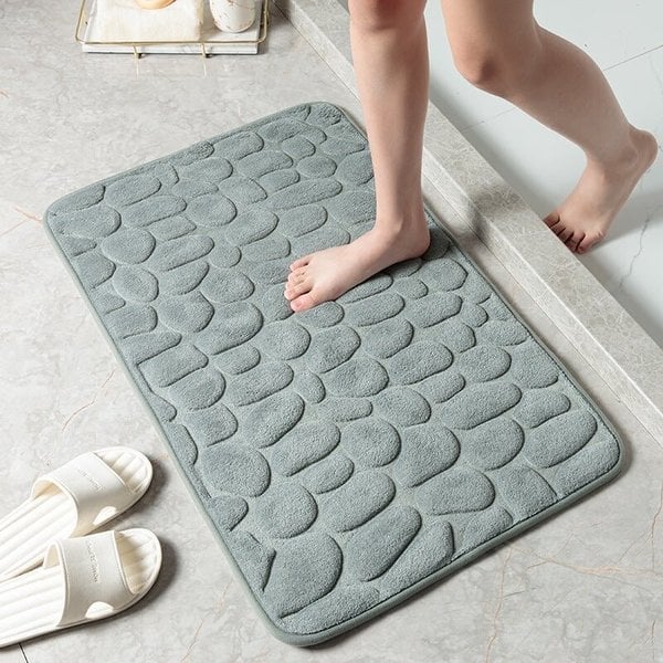 Absorbent Cobblestone Embossed Bath Mat With Anti Slip For Bathrooms