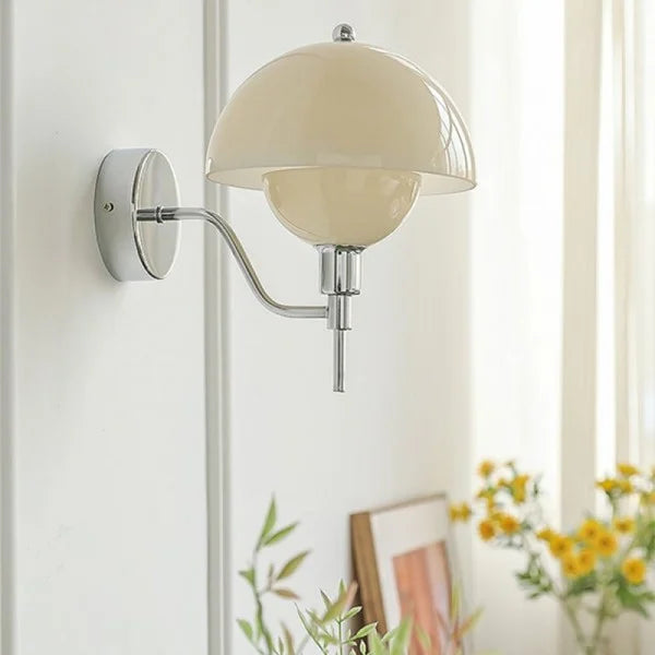 Lampada da parete per corridoio Aurelia Cream Mushroom con luce calda da illuminazione ambientale elegante