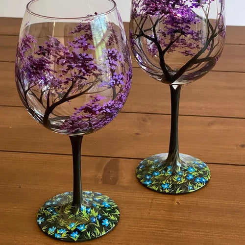 Hand-Painted Four Seasons Wine Glass for Elegant Moments