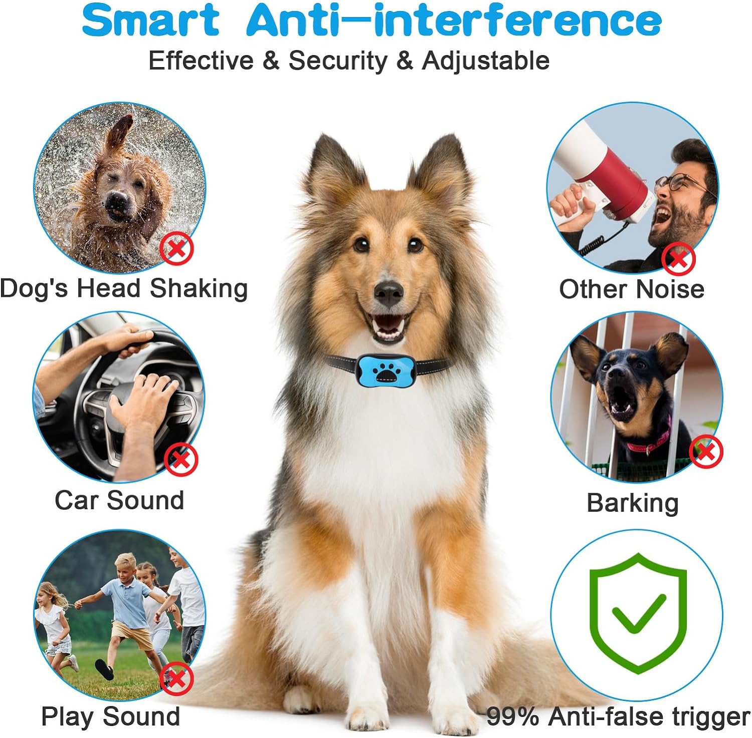 SereneTail Humane Bark Collar for Dogs Smart Bark Control