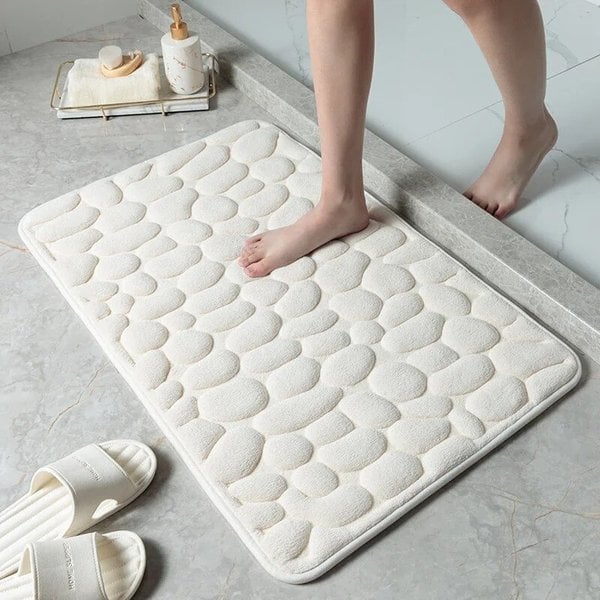 Absorbent Cobblestone Embossed Bath Mat With Anti Slip For Bathrooms
