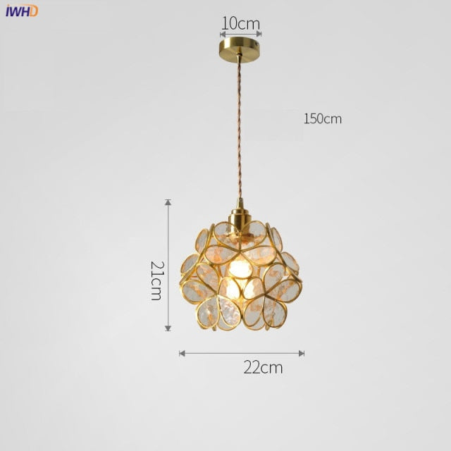 Závěsná skleněná lampa Nordic Flower od Nova Bloom pro obývací pokoje a ložnice