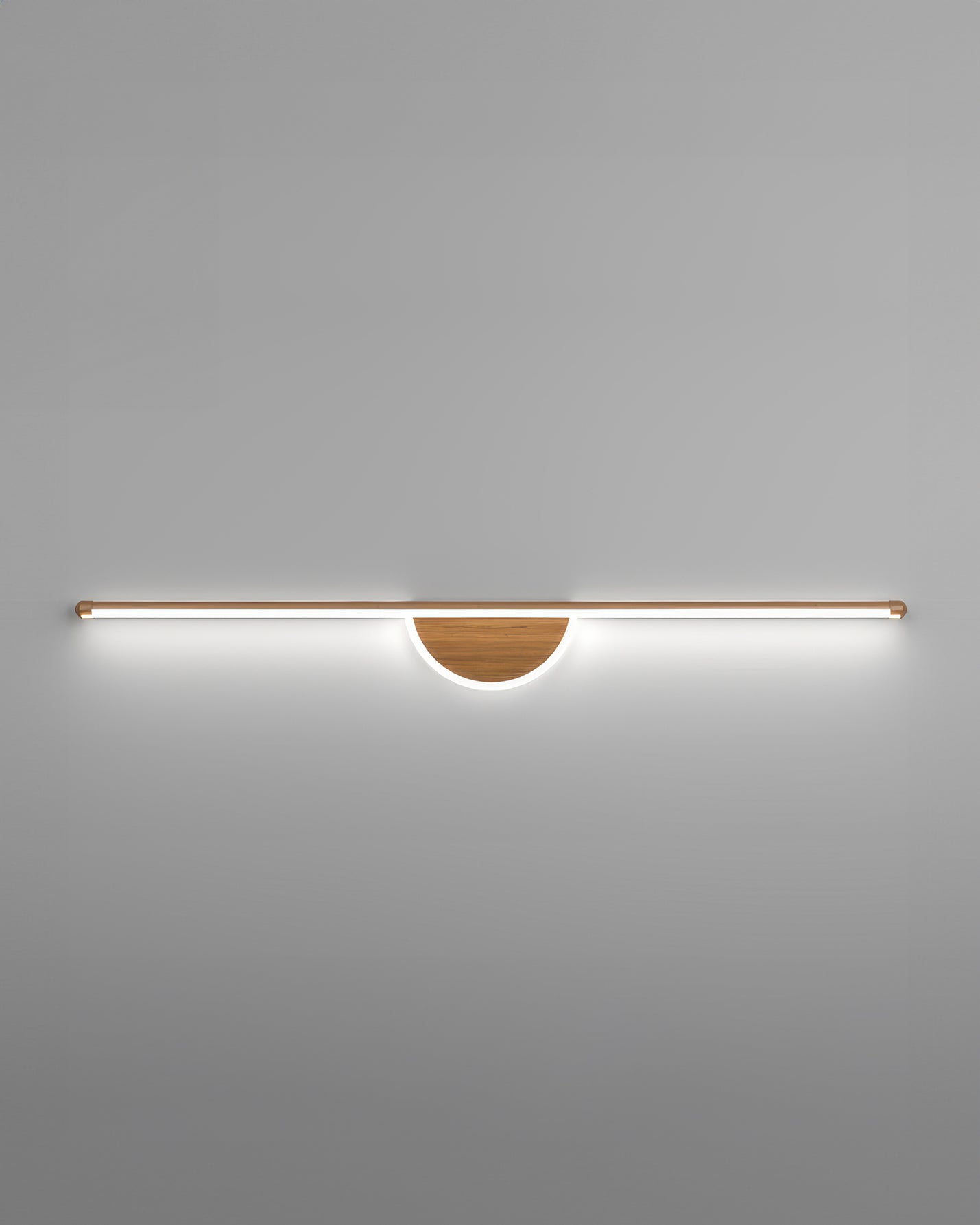 Iluminación ambiental para fondo de TV con lámpara de pared de madera Sylva Arc y resplandor suave de tubo