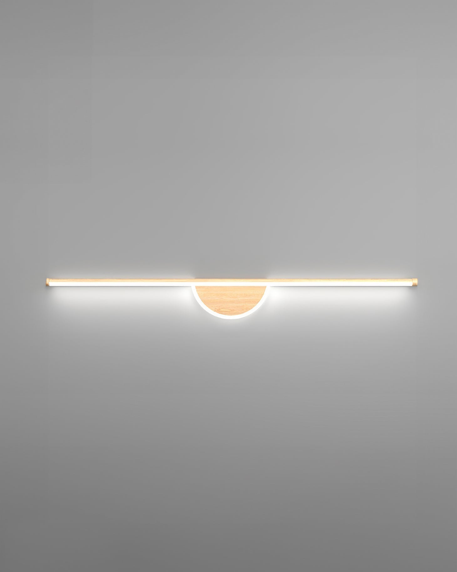 Iluminación ambiental para fondo de TV con lámpara de pared de madera Sylva Arc y resplandor suave de tubo